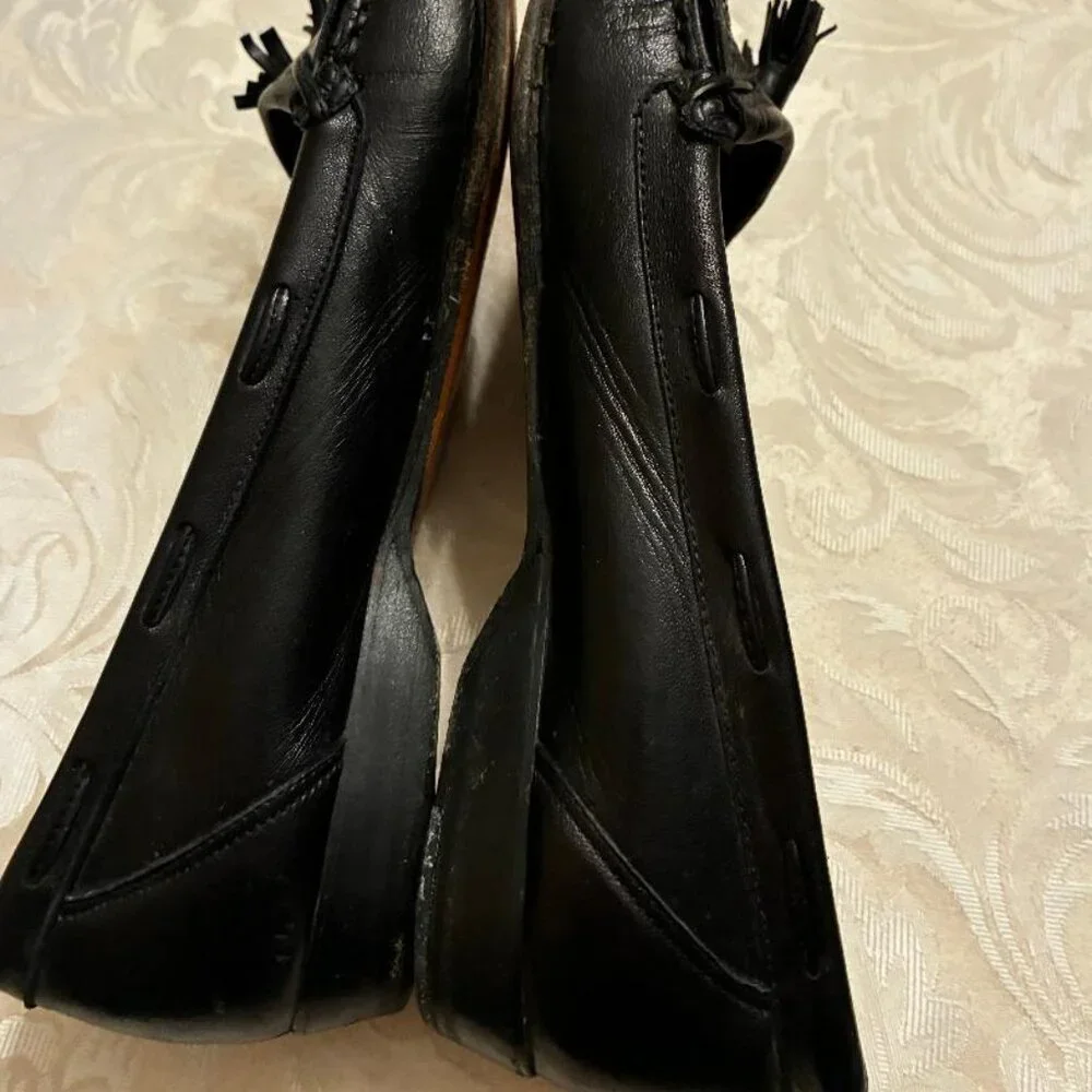 Bally Black Leather Tassel Loafers - 6.5M